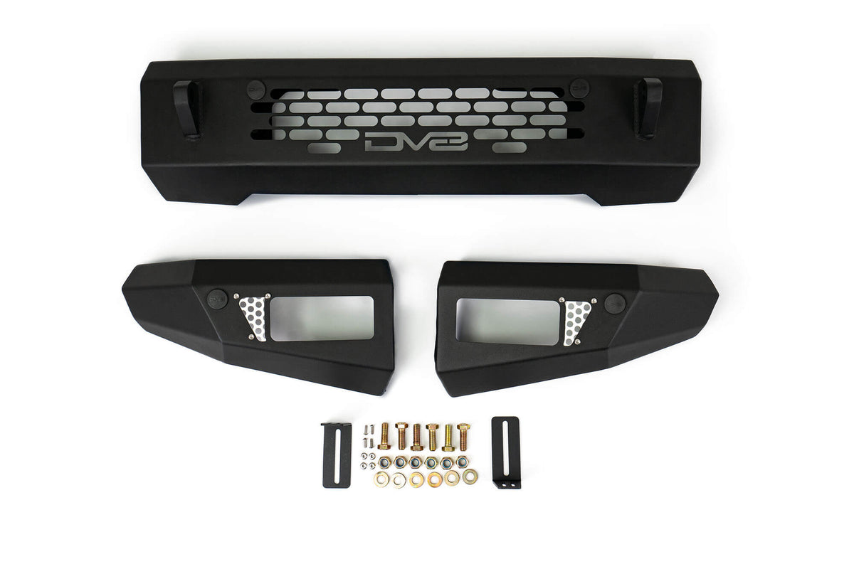 DV8 Offroad 21-25 Ford Bronco Bumper- Accommodates 20in Dual Row Light Bar & (4) 3in Pod Light Mount - FBBR-03