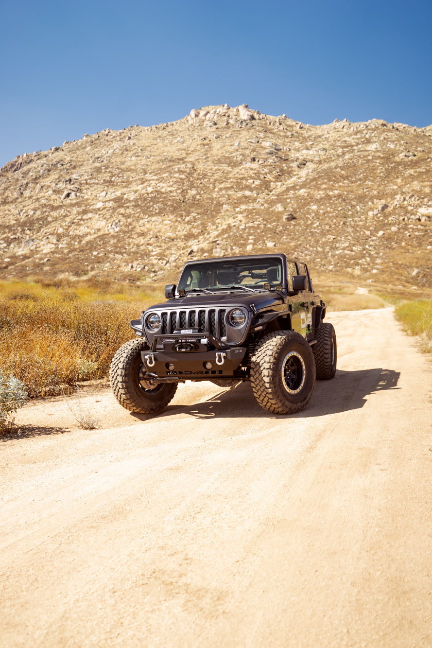DV8 Offroad - FS-25 Stubby Front Bumper with Plated Bull Bar - FBJL-06