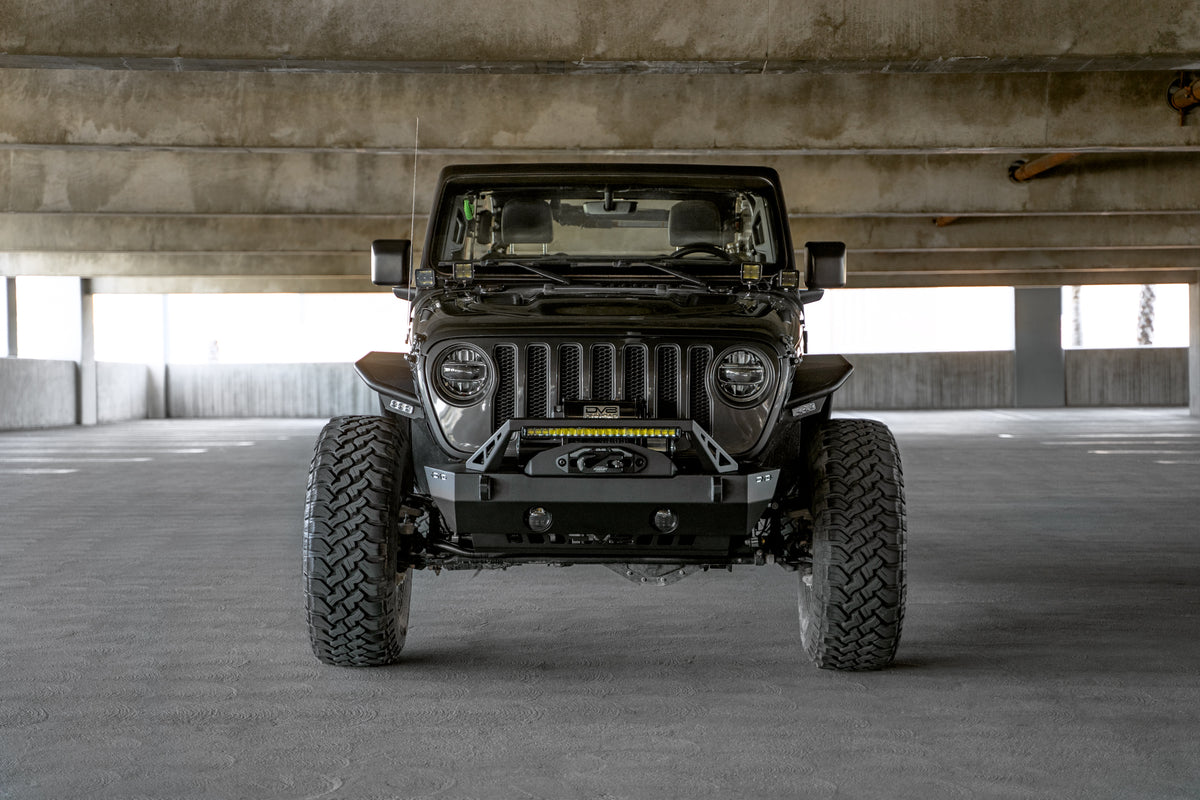 DV8 Offroad - FS-25 Stubby Front Bumper with Plated Bull Bar - FBJL-06
