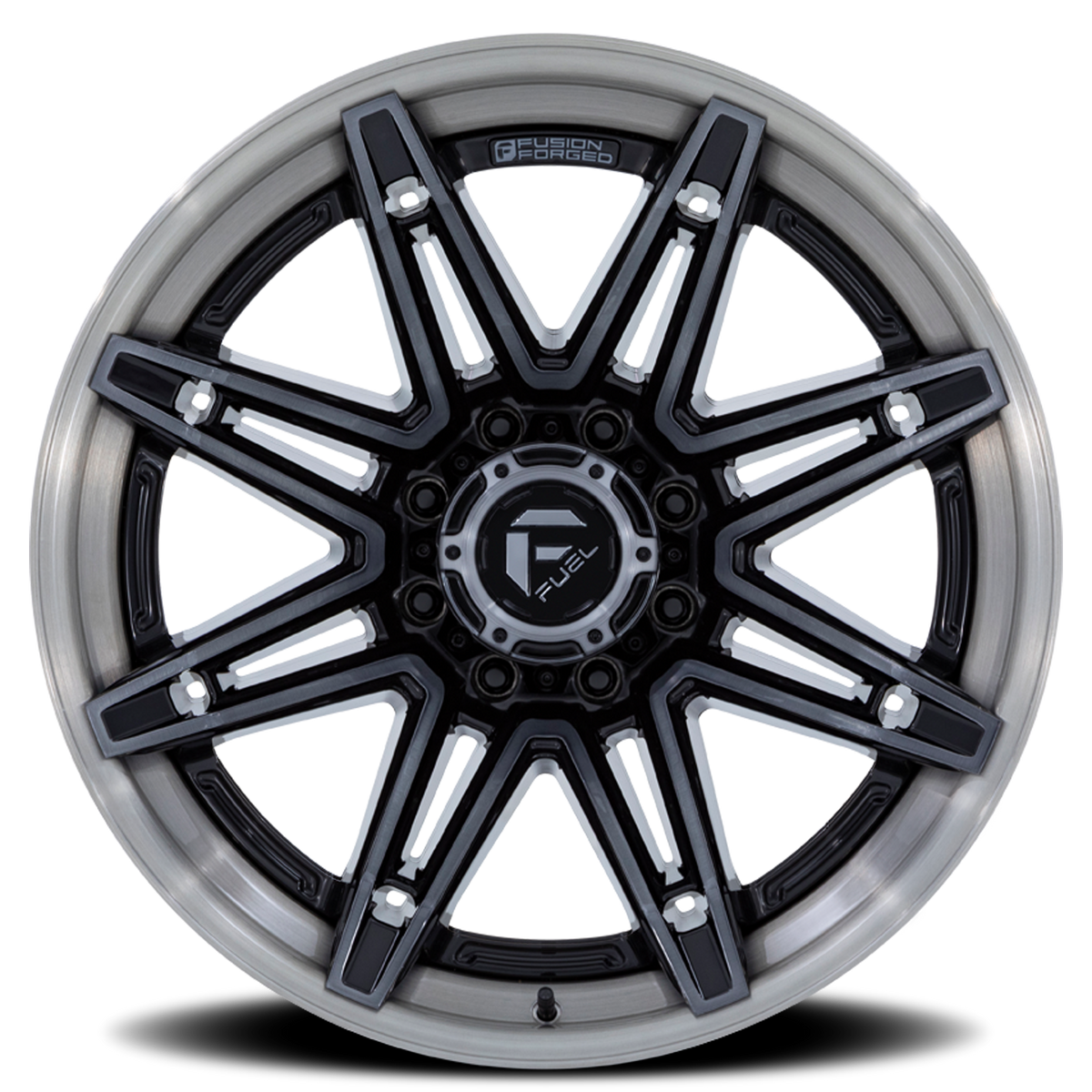 Aluminum Wheels 22X12 Brawl FC401BT 8 On 170 Gloss Black Brushed Dark Tint 125.1 Bore -44 Offset Fuel Off Road Wheels