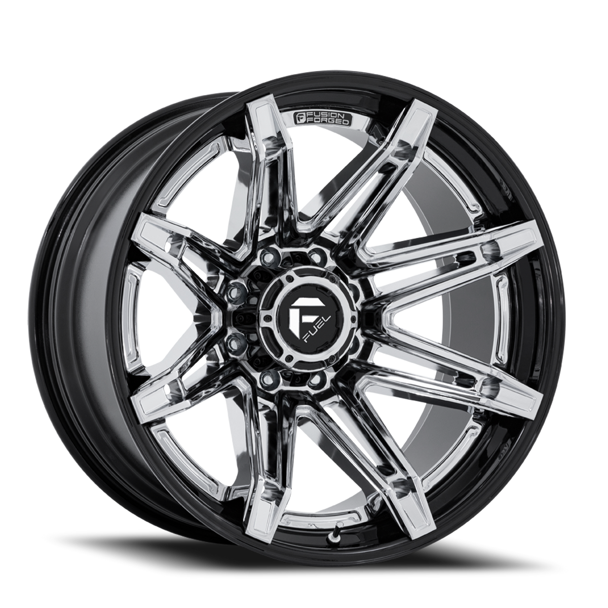 Aluminum Wheels 20X10 Brawl FC401PB 6 On 139.7 Chrome/Gloss Black Lip 106.1 Bore -18 Offset Fuel Off Road Wheels