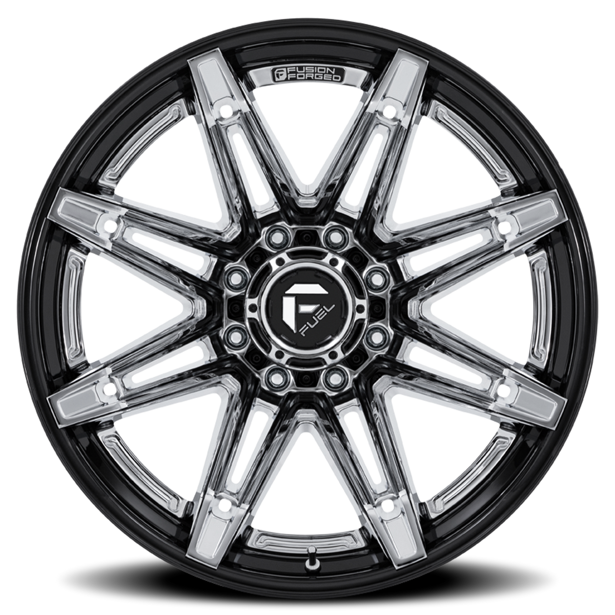 Aluminum Wheels 22X12 Brawl FC401PB 6 On 139.7 Chrome/Gloss Black Lip 106.1 Bore -44 Offset Fuel Off Road Wheels