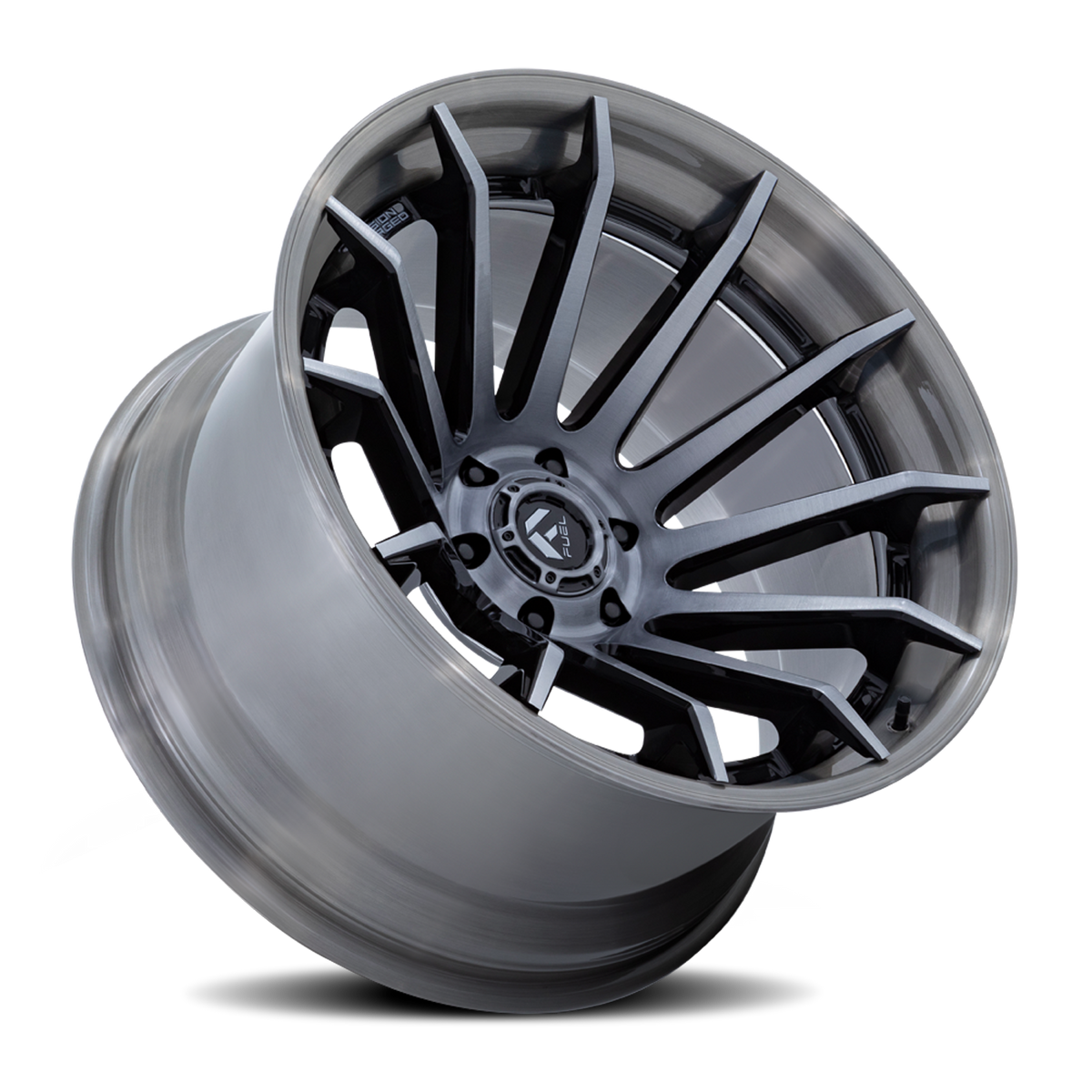 Aluminum Wheels 22X12 Burn FC403BT 5 On 127 Gloss Black Brushed Dark Tint 71.5 Bore -44 Offset Fuel Off Road Wheels