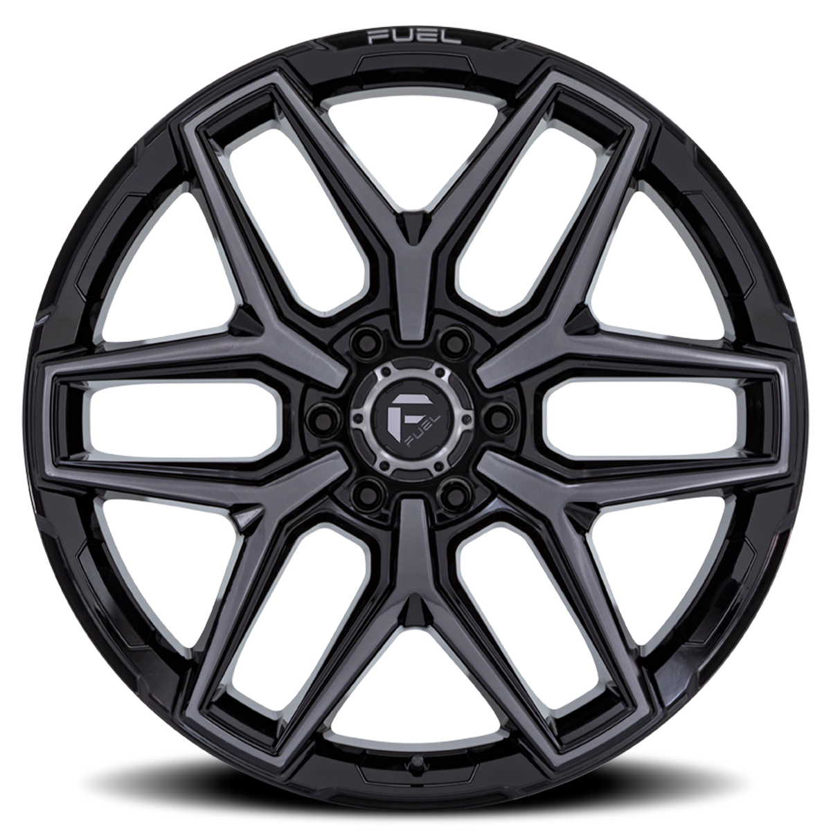 Aluminum Wheels 18X9 Flux 6 FC854BT 6 On 135 Gloss Black Brushed Gray Tint 87.1 Bore 1 Offset Fuel Off Road Wheels