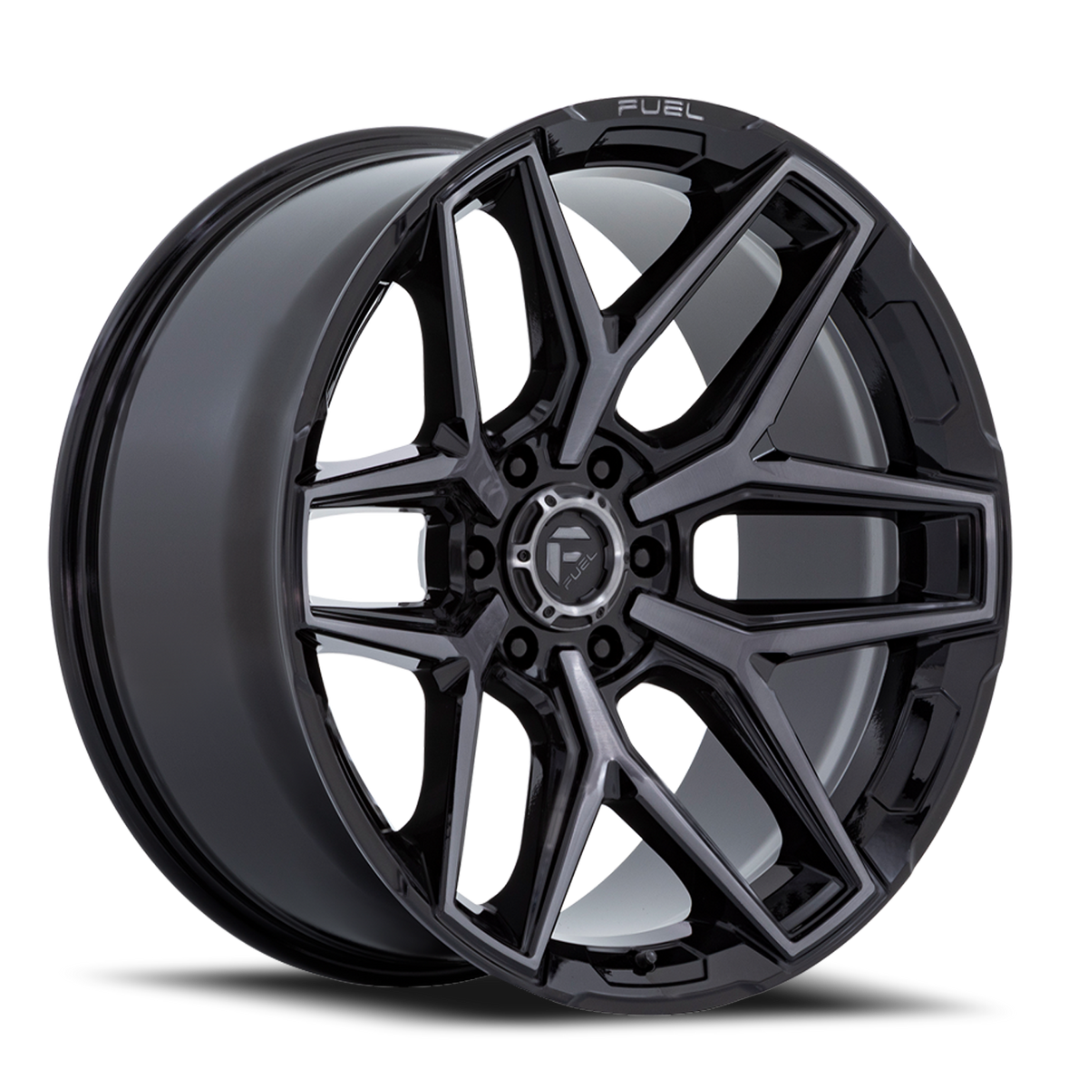 Aluminum Wheels 18X9 Flux 6 FC854BT 6 On 139.7 Gloss Black Brushed Gray Tint 106.1 Bore 30 Offset Fuel Off Road Wheels