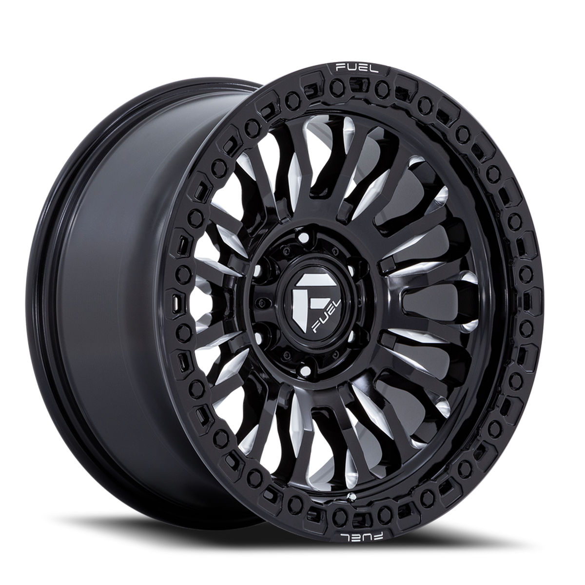 Aluminum Wheels 17X9 Rincon SBL FC857BE 8 On 165.1 Gloss Black Milled 125.1 Bore -12 Offset Fuel Off Road Wheels