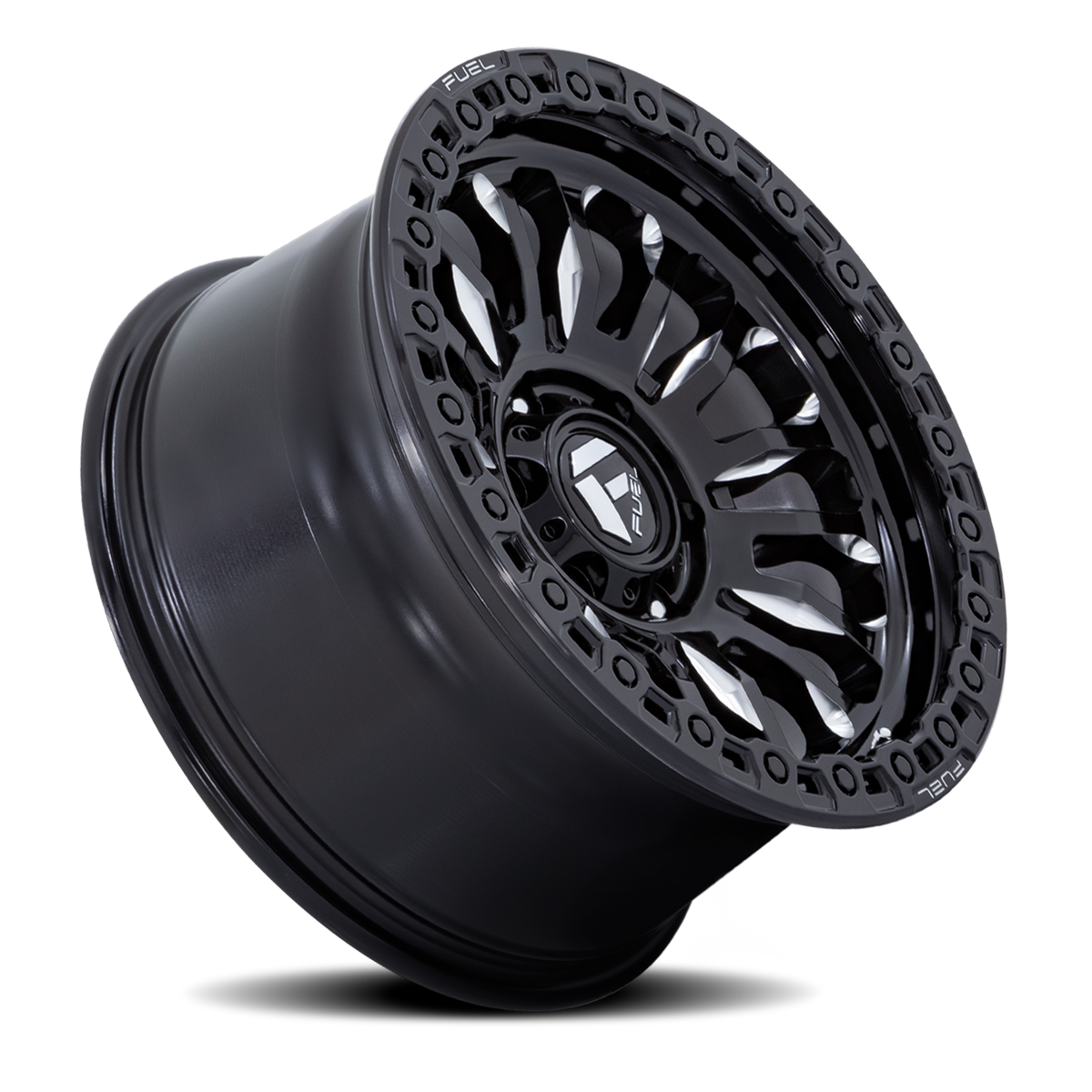Aluminum Wheels 18X9 Rincon SBL FC857BE 6 On 135 Gloss Black Milled 87.1 Bore 1 Offset Fuel Off Road Wheels