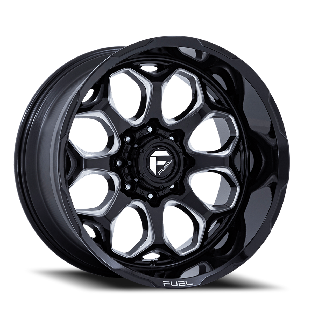Aluminum Wheels 20X10 Scepter FC862 BE 8 On 165.1 Gloss Black Milled 125.1 Bore -18 Offset Fuel Off Road Wheels