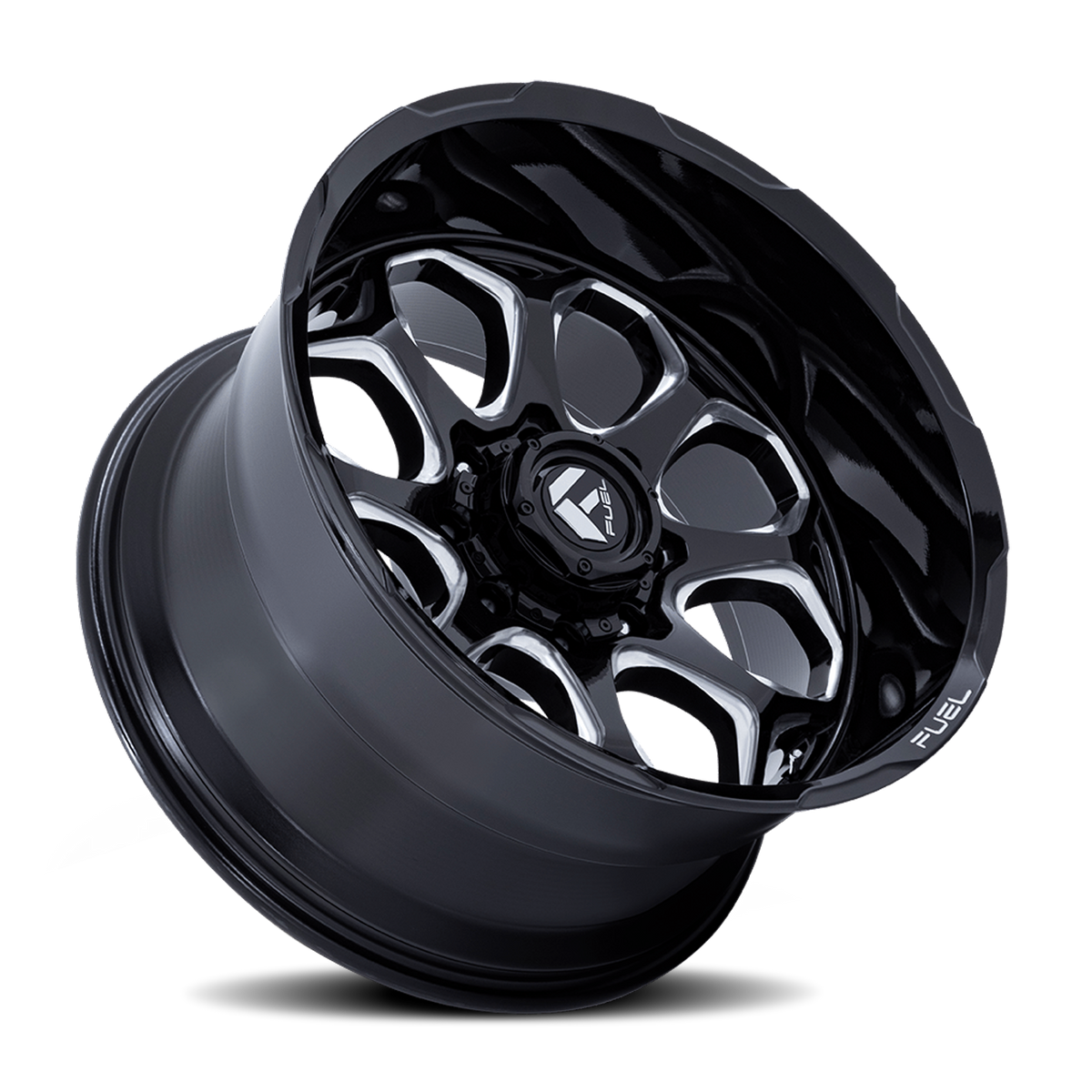 Aluminum Wheels 22X12 Scepter FC862 BE 8 On 180 Gloss Black Milled 124.2 Bore -44 Offset Fuel Off Road Wheels