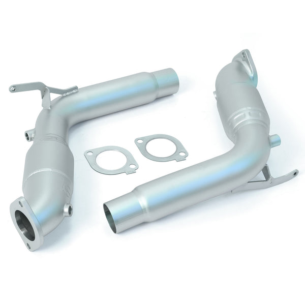 cp-e QKspl™ 2020+ Ford Explorer ST EcoBoost Cast Bellmouth Downpipe for 2020-2023 Ford Explorer ST - front view