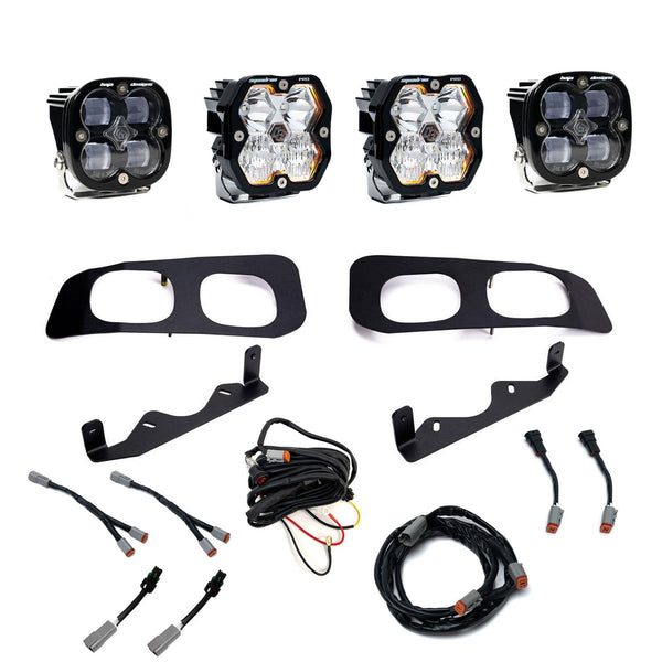 Baja Designs 23-25 Ford Super Duty Squadron Pro/SAE 2.0 Dual Fog Pocket Kit (SAE Fog) - Clear - 440033