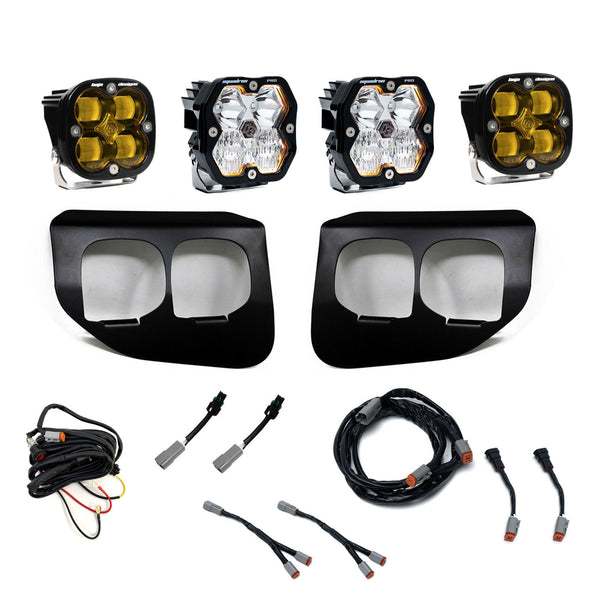 Baja Designs 20-22 Ford Super Duty Squadron 2.0 SAE/Pro Dual Fog Pocket Kit (Driving/Combo) - Amber - 440040