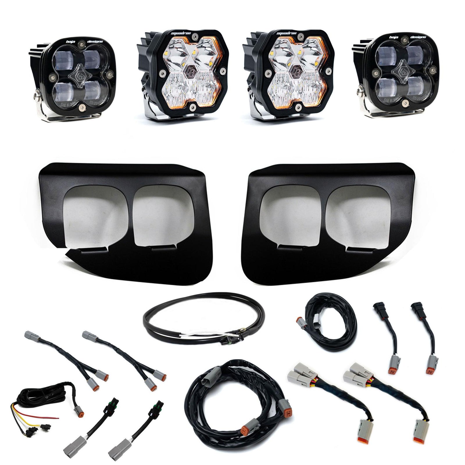 Baja Designs 20-22 Ford SD Squadron 2.0 SAE/Sport Dual Fog Pkt Kit w/Upfitter (Drv/Combo) - Clear - 440041UP