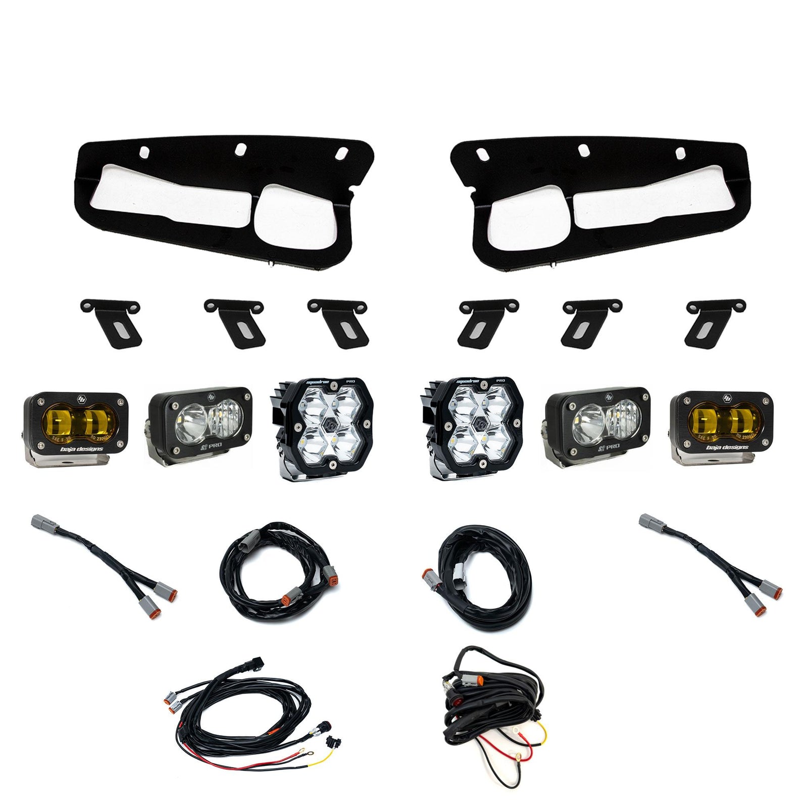 Baja Designs 21-25 Ford Bronco Squadron 2.0 Pro (Spot) & S2 Pro D/C Clr / S2 SAE Ambr FPK Steel Bmpr - 440084