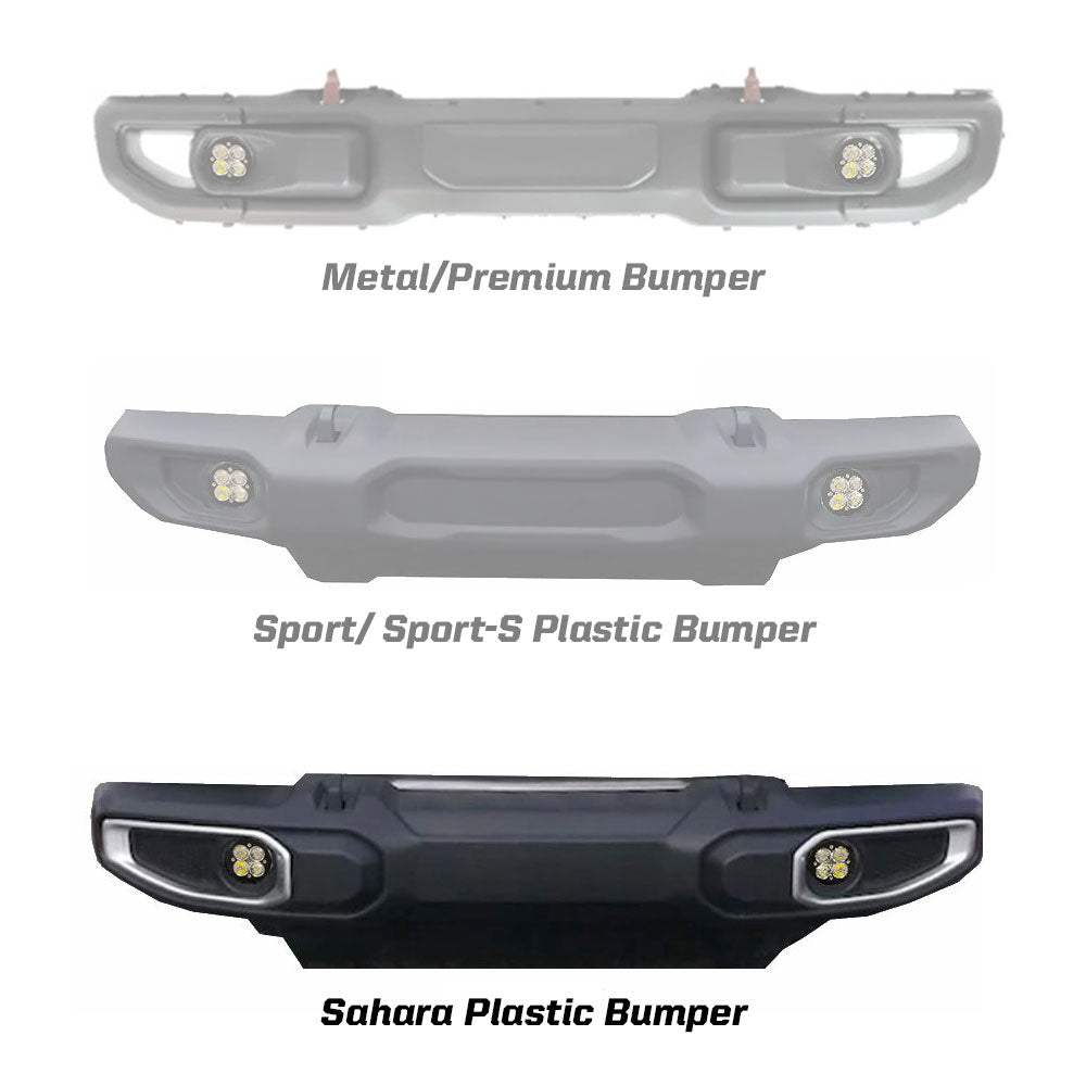 Baja Designs 18-20 Jeep Wrangler JL Sahara Fog Squadron Sport Fog Pocket Kit - Clear - 447635