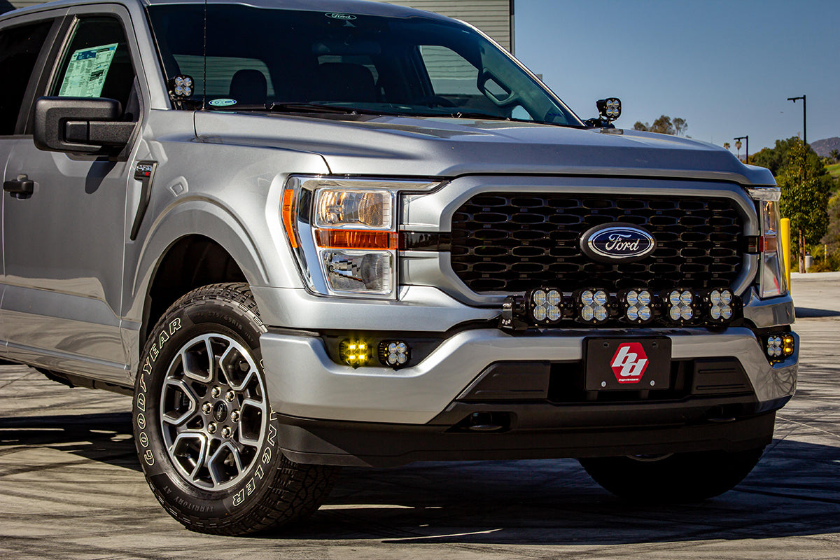 Baja Designs 2021+ Ford F150 Fog Pocket Kit SAE Clear Squadron Pro DC with Upfitter - 447699UP