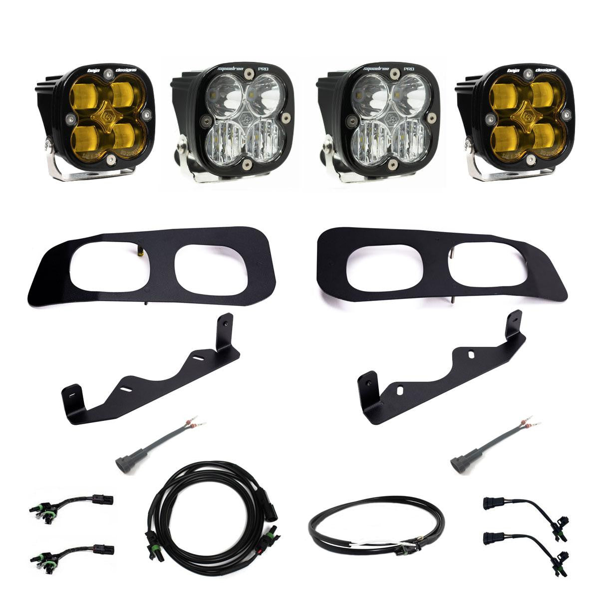 Baja Designs 2023+ Ford F250/F350 Super Duty Squadron SAE/Pro Fog Pocket Kit - Amber Toggle - 448228