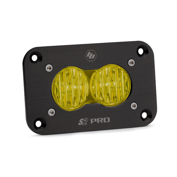 Baja Designs S2 Pro Wide Cornering Pattern Flush Mount LED Light - Amber - 481015