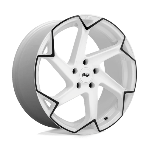 Niche 1PC M257 Flash 20X9 5X120 +35MM Gloss White W/ Black