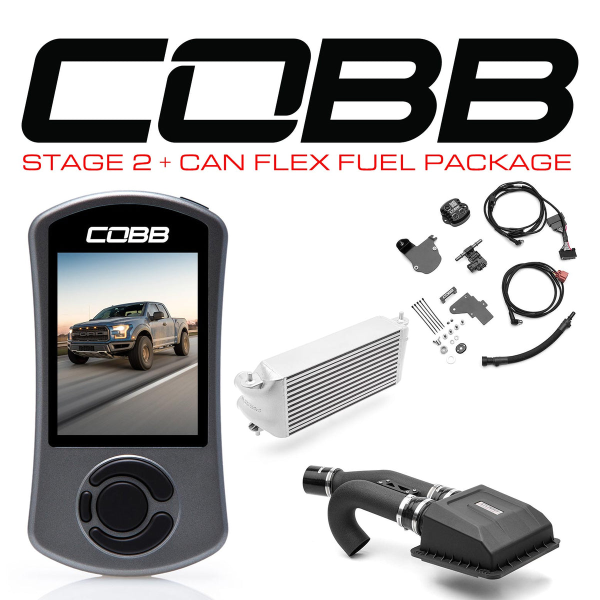 Cobb 17-20 Ford F-150 Ecoboost Raptor Stage 2+ CAN Flex Fuel Power Pkg (OE Loc I/C) - Silver - FOR0050S20SL-FF