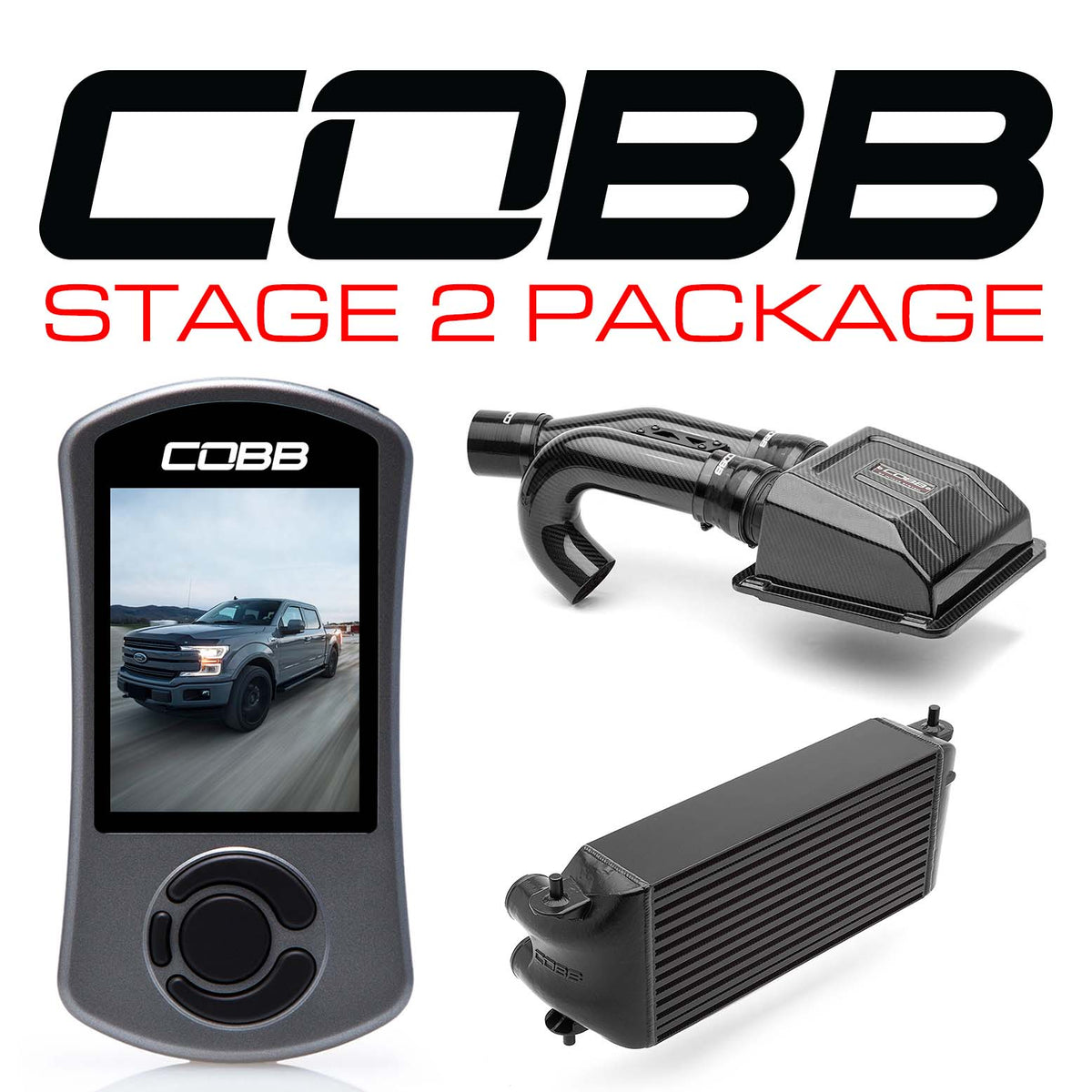 Cobb 17-19 Ford F-150 Ecoboost 3.5L w/TCM Redline CF Pwr Pkg - Black (Factory Loc. I/C) - FOR0060S20BK-TCM-RED