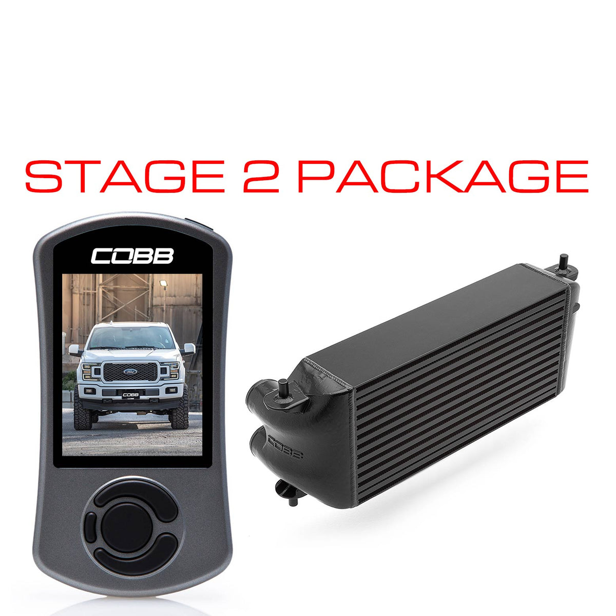 Cobb 18-20 Ford F-150 2.7L Stage 2 Power Package - Black (Factory Loc. Intercooler / No Intake) - FOR0080S20BK-NI