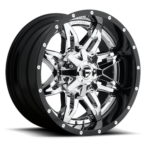 Fuel Off-Road Aluminum Wheels 20X10 Lethal D266 Chrome W/ Gloss Black Lip