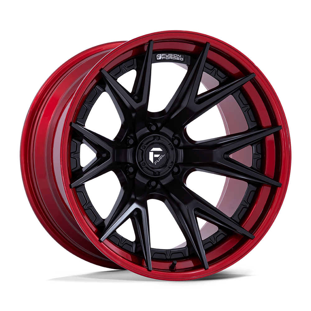 Fuel Off-Road Aluminum Wheels 20X9 Catalyst FC402 Matte Black W/ Candy Red Lip