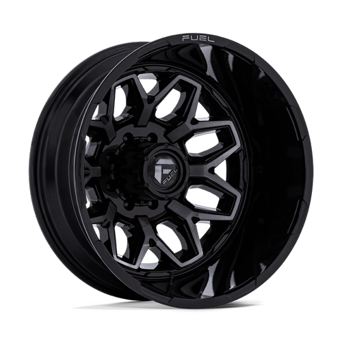 Fuel Off-Road Aluminum Wheels 22X8.25 Flux Dually D875 Gloss Black Brushed Face W/ Gray Tint