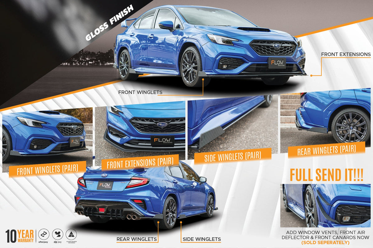 Flow Designs - VB WRX Full Lip Splitter Set (GLOSS BLACK)