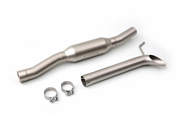 cp-e Austenite™ Ford Mustang EcoBoost Race Exhaust Single Exit System for 2015-2023 Ford Mustang - front view