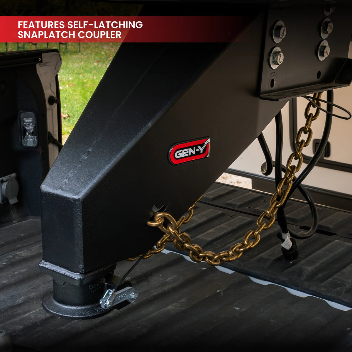 Gen-Y Nomad Static 5th Wheel to Gooseneck - 6.5K TW 30K Tow - Texture Black (Rhino Frames) - GH-8102