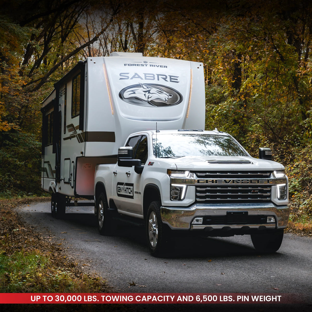 Gen-Y Nomad Static 5th Wheel to Gooseneck - 6.5K TW 30K Tow - Texture Black (Rhino Frames) - GH-8102