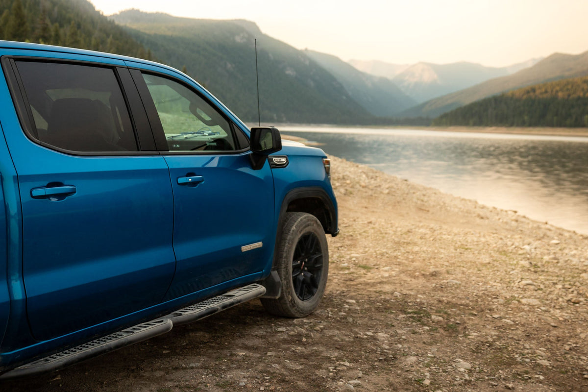 DV8 Offroad - 2019-2026 GMC Sierra 1500 & Chevrolet Silverado 1500 Crew Cab OE Plus Side Steps - SRCS1-01