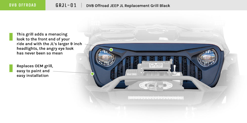 DV8 Offroad - Replacement Grill; Black - GRJL-01