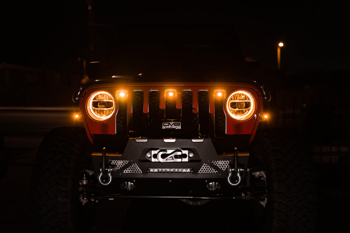 DV8 Offroad - Grjl-02 18-22 Jeep Wrangler JL Front Grill Amber Accent Lights - GRJL-02