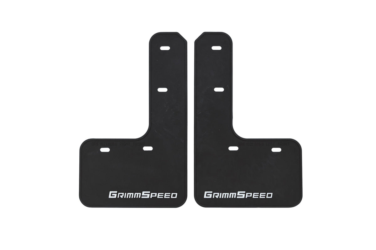 Grimmspeed 15-21 Subaru WRX/STI Mudflaps - Black w/ Red Lettering - GRM.1021.1.WHT