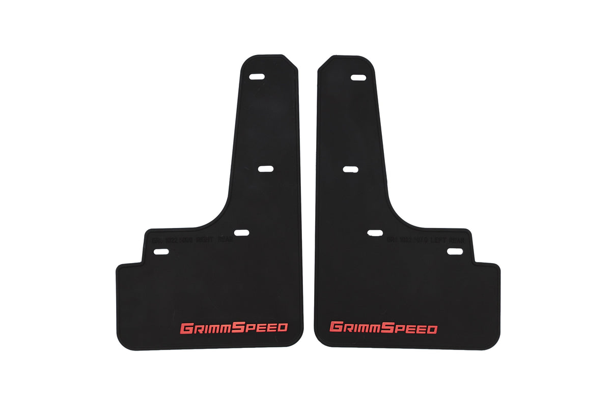 Grimmspeed 22-25 Subaru WRX Mudflaps - Black w/ WhiteLettering - GRM.1022.1.WHT