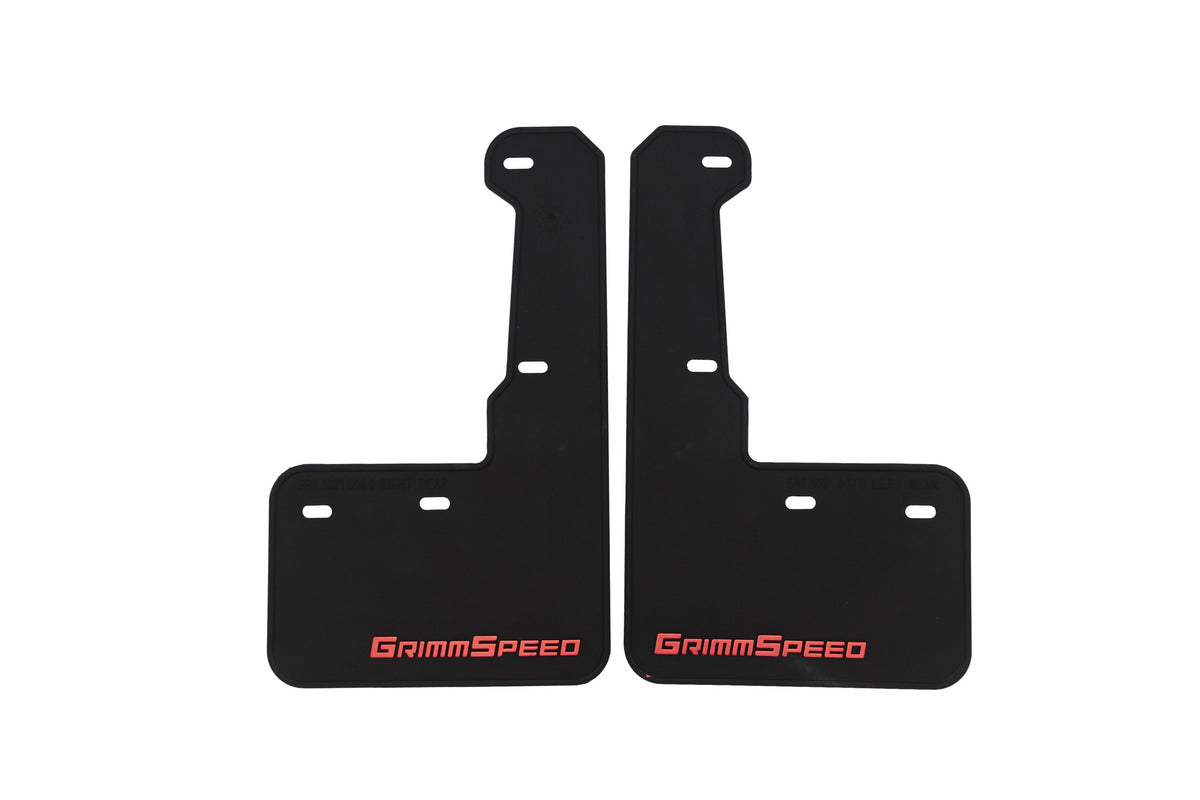 Grimmspeed 15-21 Subaru WRX/STI Mudflaps - Black w/ Red Lettering - GRM.1021.1.RED