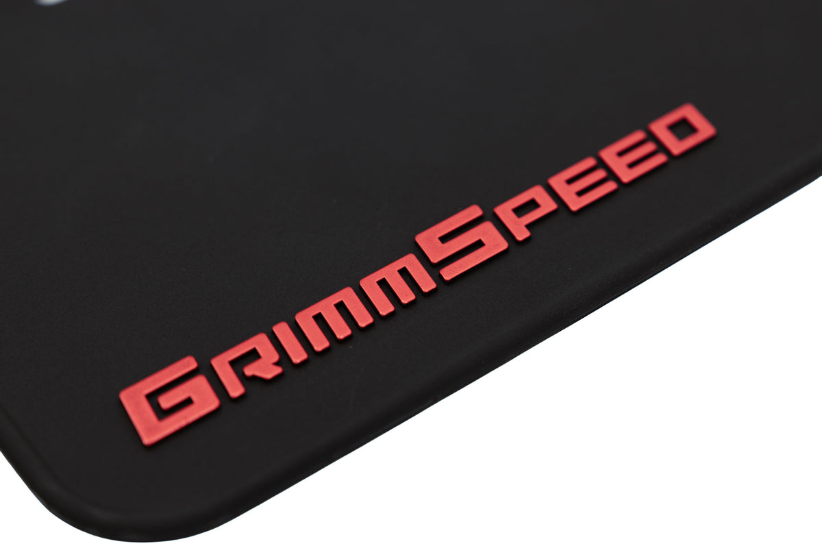 Grimmspeed 22-25 Subaru WRX Mudflaps - Black w/ Red Lettering - GRM.1022.1.RED