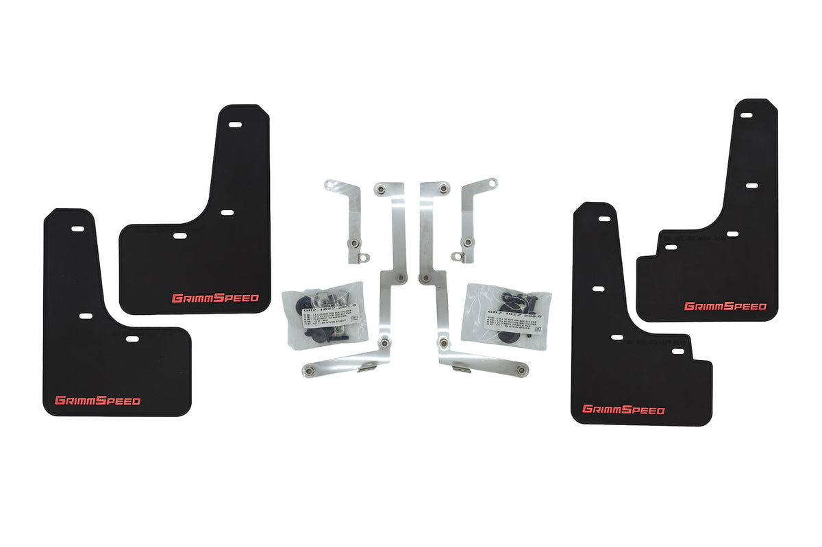 Grimmspeed 22-25 Subaru WRX Mudflaps - Black w/ WhiteLettering - GRM.1022.1.WHT