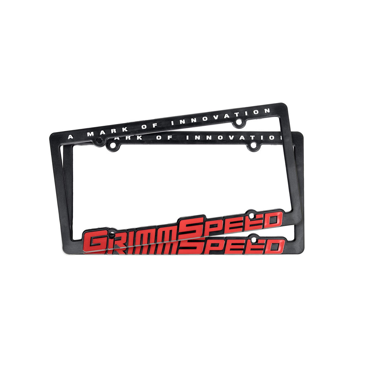 GrimmSpeed License Plate Frame - GrimmSpeed Red Text (Pair) - GRM111050