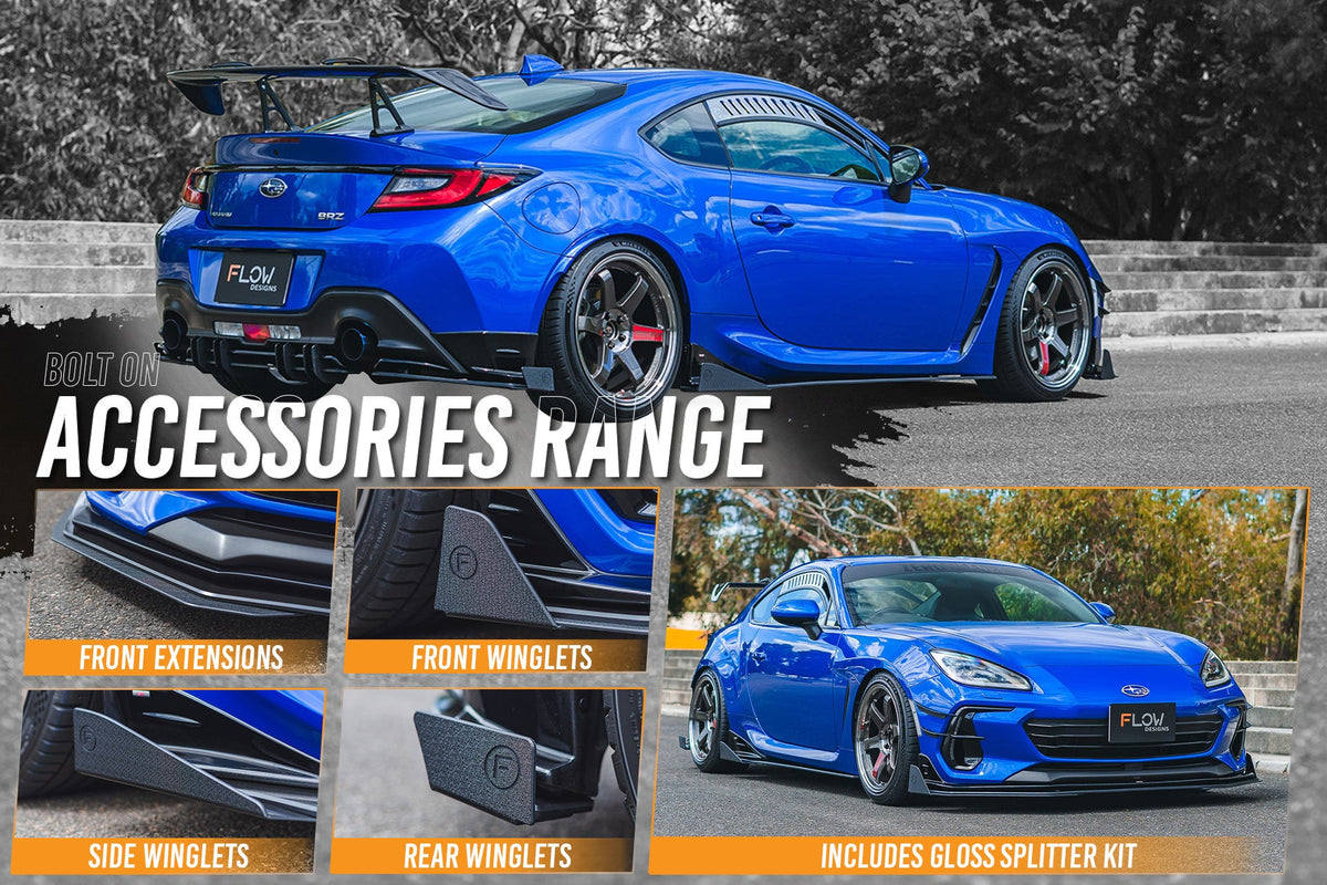Flow Designs - ZD8 BRZ STI Full Lip Splitter Set (GLOSS BLACK)