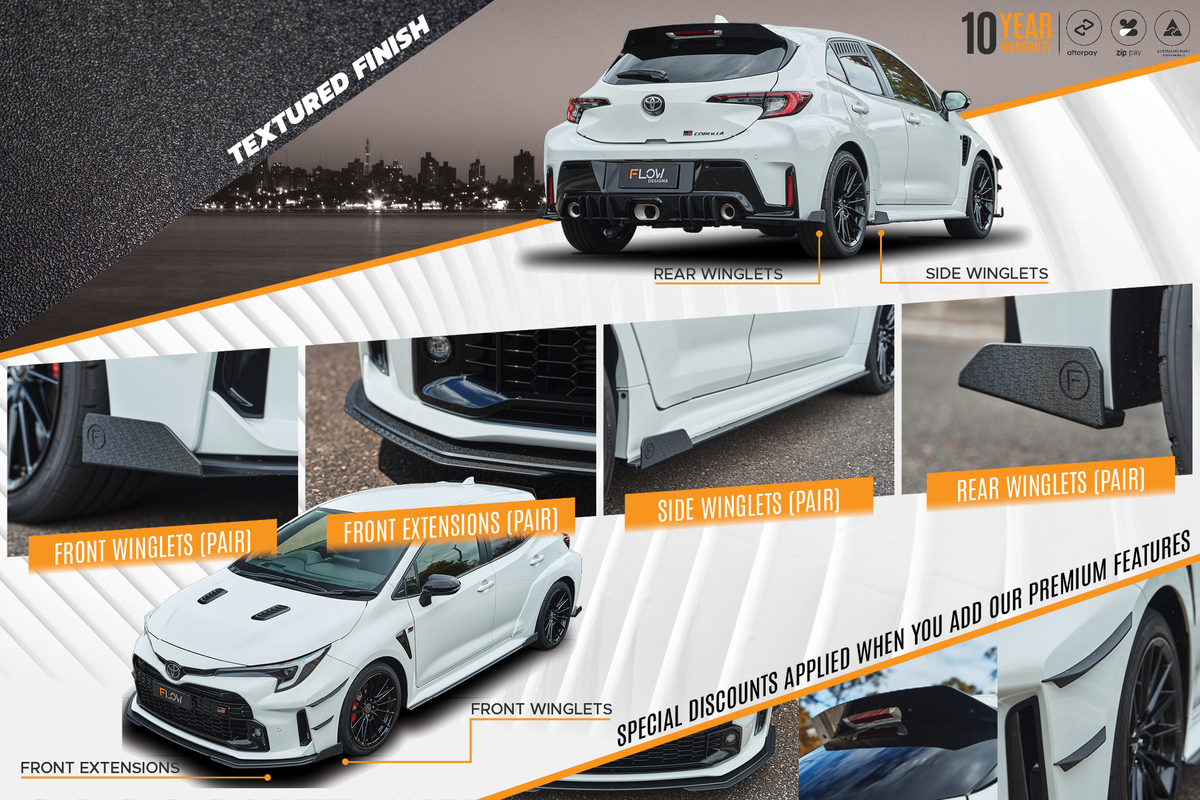 Flow Designs - Corolla GR Full Lip Splitter Set (TEXTURED BLACK)