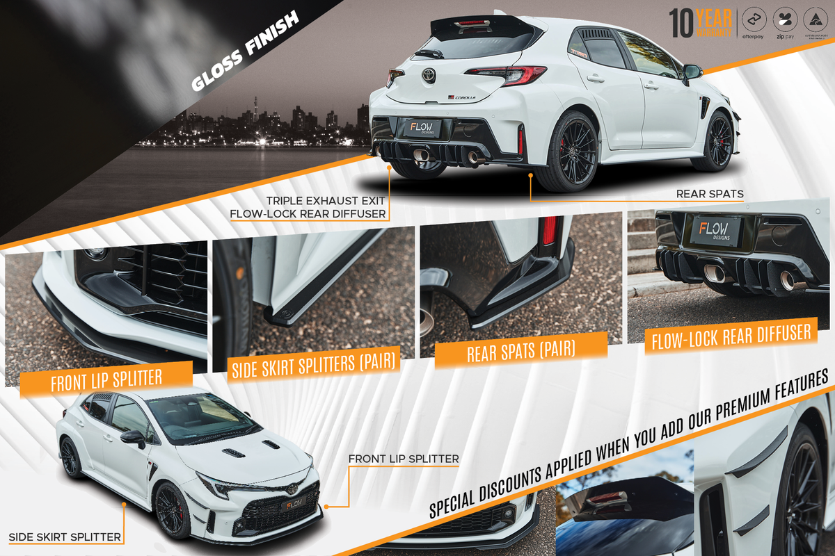 Flow Designs - Corolla GR Full Lip Splitter Set (GLOSS BLACK)