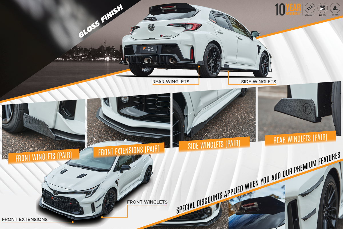 Flow Designs - Corolla GR Full Lip Splitter Set (GLOSS BLACK)