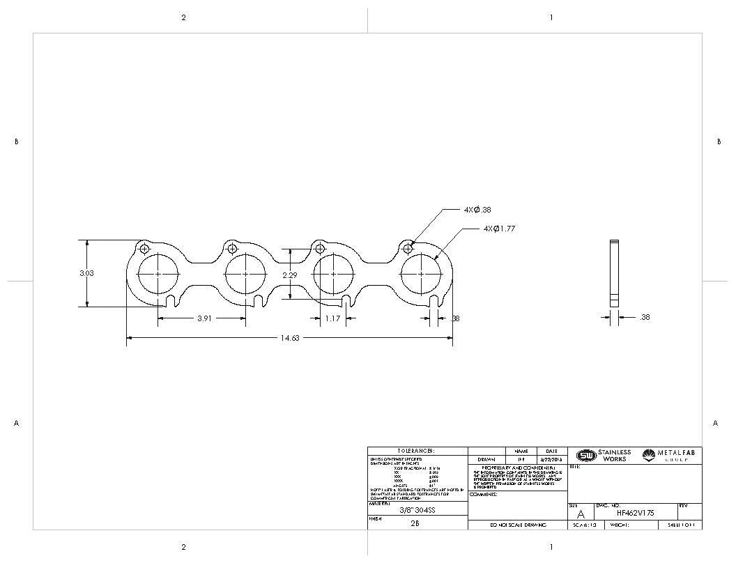 Stainless Works - Ford Mod Motor 4.6L 2 Valve Header Flange - HF462V175