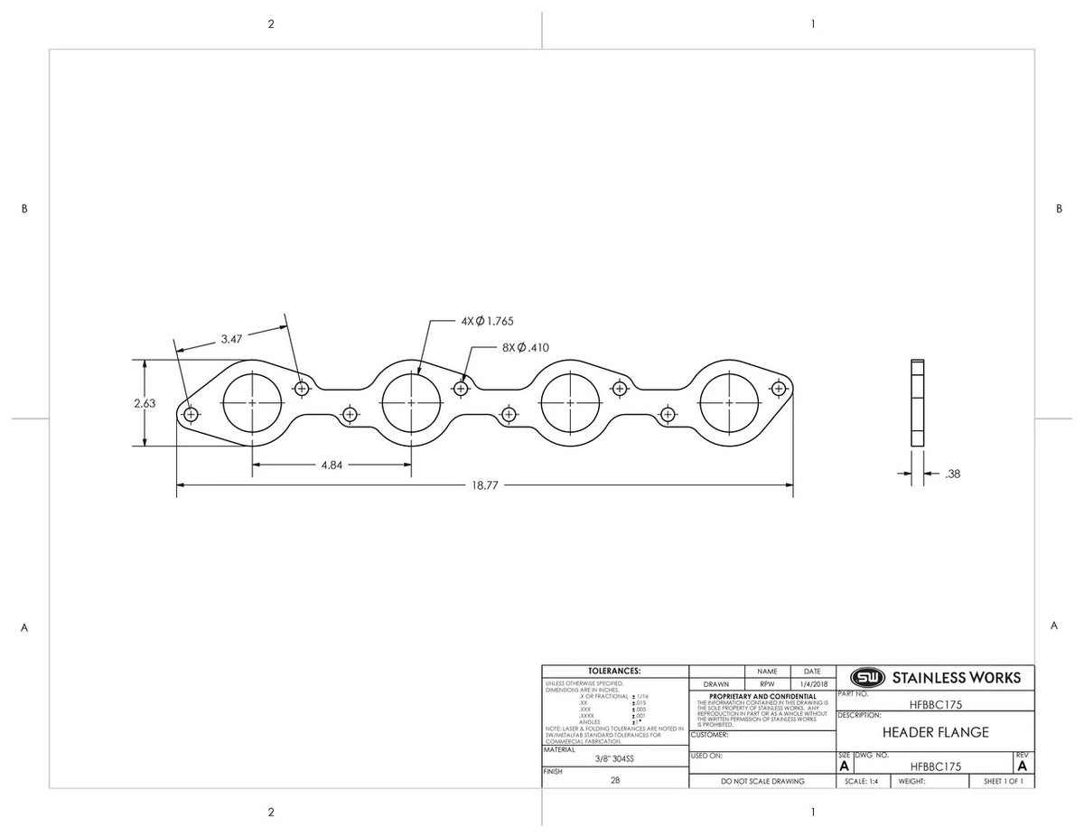 Stainless Works - Chevrolet BBC Header Flange - HFBBC225