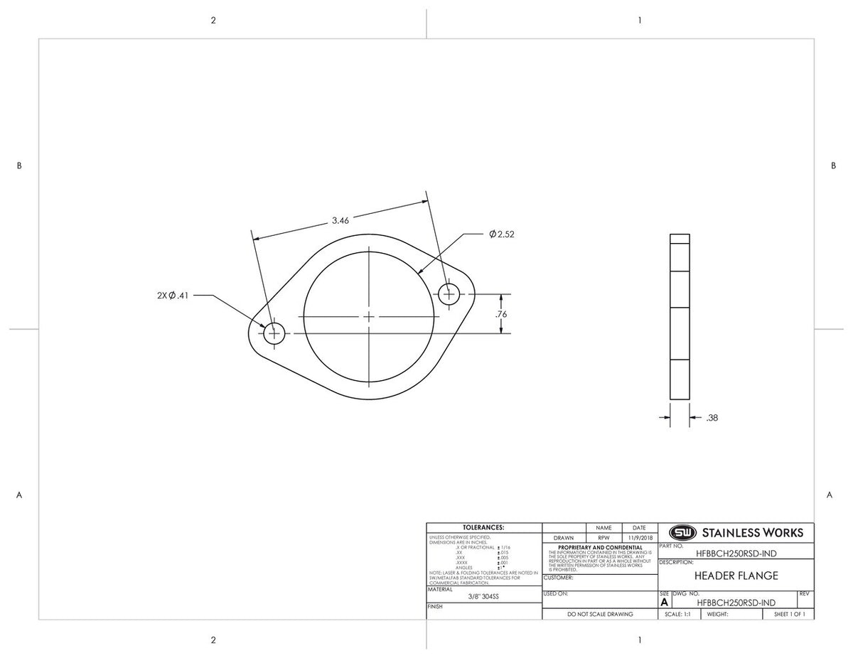 Stainless Works - Chevrolet BBC INDIVIDUAL Header Flange - HFBBCH238RSD