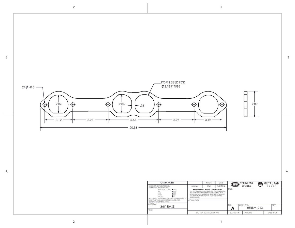 Stainless Works - Big Block Mopar (B/RB Engine) Header Flange – 6-Bolt - JPGC57TIPS-B